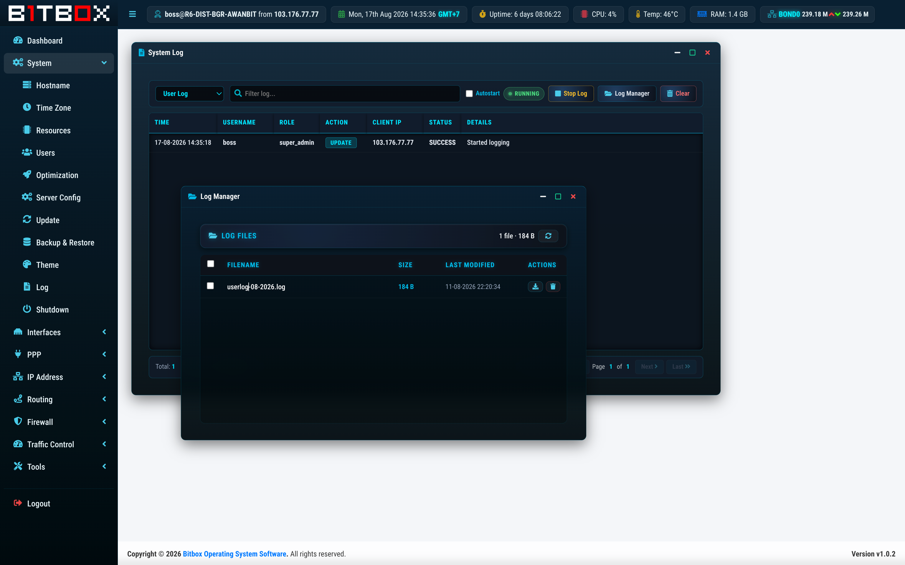 System Log